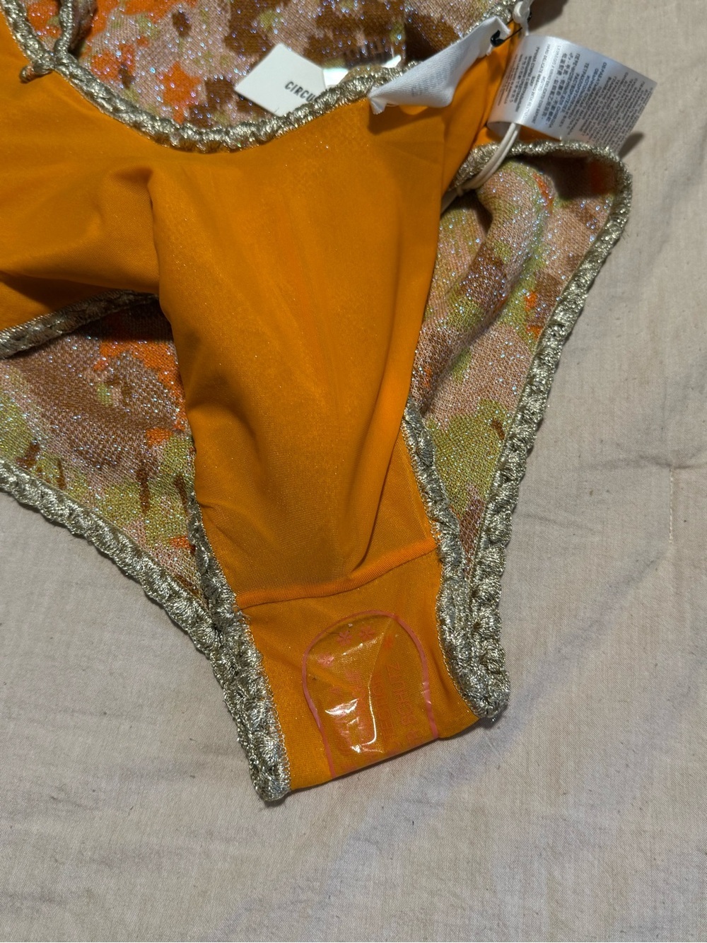 NWT Circus Hotel Shimmery Orange Knit one piece swimsuit size 44 - Picture 6 of 11